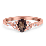 Pear Teardrop Natural Stone Floral Ring