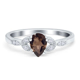 Pear Teardrop Natural Stone Floral Ring