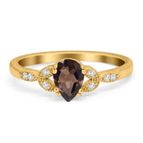 Pear Teardrop Natural Stone Floral Ring