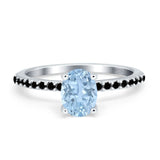 Vintage Style Oval Natural Aquamarine Wedding Ring 925 Sterling Silver