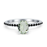 Vintage Style Oval Natural Green Amethyst Prasiolite Wedding Ring 925 Sterling Silver