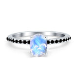 Vintage Style Oval Natural Moonstone Wedding Ring 925 Sterling Silver