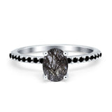 Art Deco Oval Natural Stone Wedding Ring