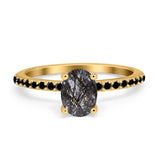 Art Deco Oval Natural Stone Wedding Ring