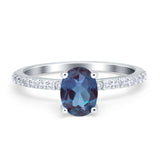 Vintage Style Oval Lab Alexandrite Wedding Ring 925 Sterling Silver