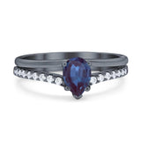 Art Deco Pear Natural Stone Wedding Ring