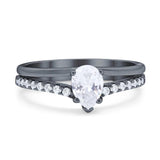 Art Deco Pear Natural Stone Wedding Ring