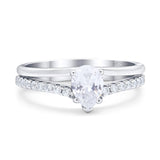 Art Deco Pear Natural Stone Wedding Ring