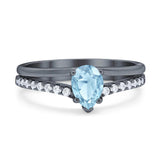 Art Deco Pear Natural Stone Wedding Ring