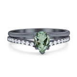 Art Deco Pear Natural Stone Wedding Ring