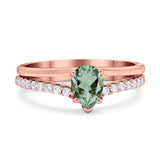 Art Deco Pear Natural Stone Wedding Ring