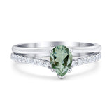 Art Deco Pear Natural Stone Wedding Ring