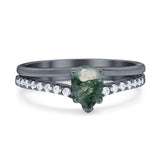 Art Deco Pear Natural Stone Wedding Ring