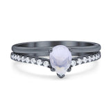 Art Deco Pear Natural Stone Wedding Ring