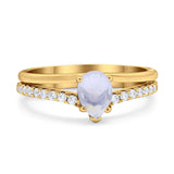 Art Deco Pear Natural Stone Wedding Ring