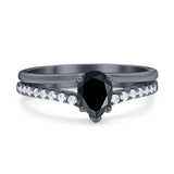 Art Deco Pear Natural Stone Wedding Ring