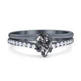 Art Deco Pear Natural Stone Wedding Ring