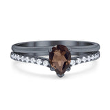 Art Deco Pear Natural Stone Wedding Ring