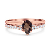 Art Deco Pear Natural Stone Wedding Ring