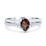 Art Deco Pear Natural Stone Wedding Ring