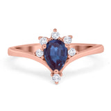 Pear Teardrop Natural Stone Chevron Ring