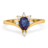 Pear Teardrop Natural Stone Chevron Ring