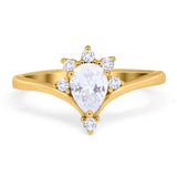 Pear Teardrop Natural Stone Chevron Ring