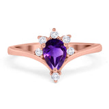 Pear Teardrop Natural Stone Chevron Ring