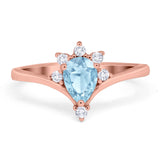 Pear Teardrop Natural Stone Chevron Ring