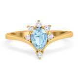 Pear Teardrop Natural Stone Chevron Ring