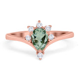 Pear Teardrop Natural Stone Chevron Ring