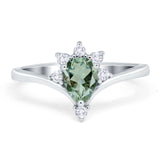 Pear Teardrop Natural Stone Chevron Ring