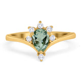 Pear Teardrop Natural Stone Chevron Ring