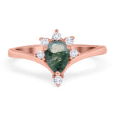 Pear Teardrop Natural Stone Chevron Ring