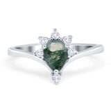 Pear Teardrop Natural Stone Chevron Ring