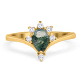 Pear Teardrop Natural Stone Chevron Ring