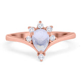 Pear Teardrop Natural Stone Chevron Ring