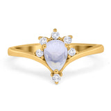 Pear Teardrop Natural Stone Chevron Ring