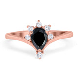 Pear Teardrop Natural Stone Chevron Ring