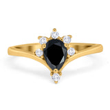 Pear Teardrop Natural Stone Chevron Ring