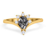 Pear Teardrop Natural Stone Chevron Ring