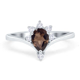 Pear Teardrop Natural Stone Chevron Ring