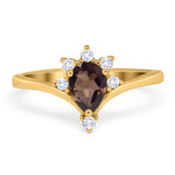 Pear Teardrop Natural Stone Chevron Ring