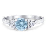 Art Deco Round Natural Aquamarine Cluster Wedding Ring 925 Sterling Silver