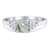 Art Deco Round Natural Stone Wedding Ring