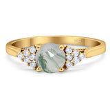 Art Deco Round Natural Stone Wedding Ring
