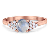 Art Deco Round Natural Stone Wedding Ring