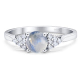 Art Deco Round Natural Stone Wedding Ring