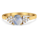 Art Deco Round Natural Stone Wedding Ring