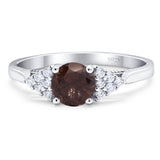 Art Deco Round Natural Stone Wedding Ring